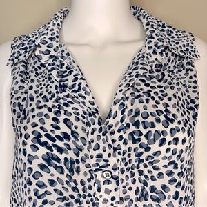 Cabi Cheetah V Neck Sleeveless Blouse